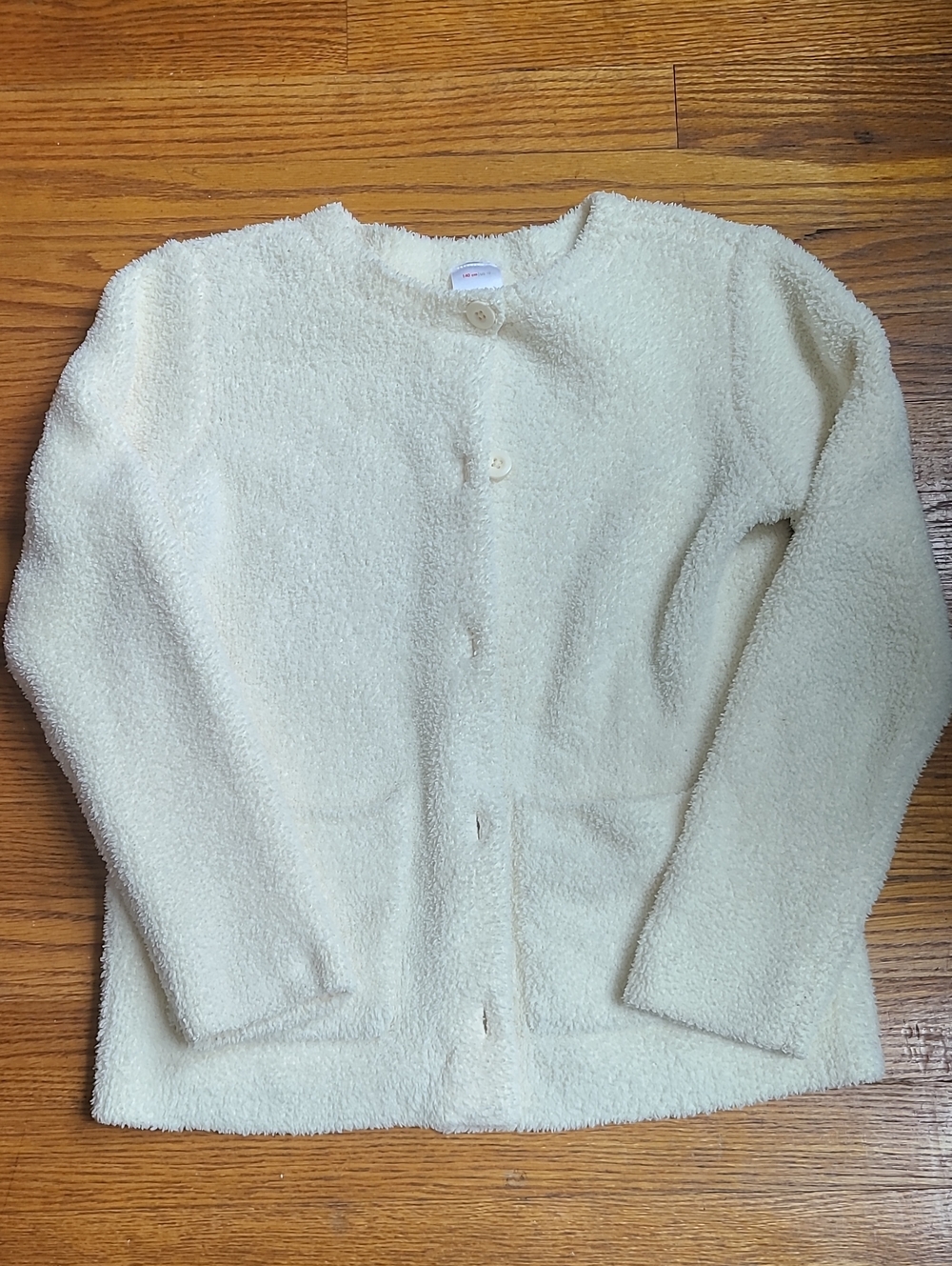 Hanna Andersson Cream Fuzzy Button-Front Kids Puffer Jacket